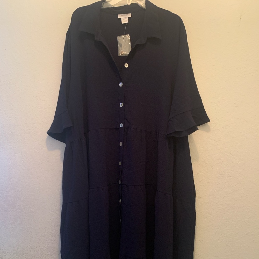 ✨HP✨NWT avenue navy blue tiered dress - Picture 2 of 6